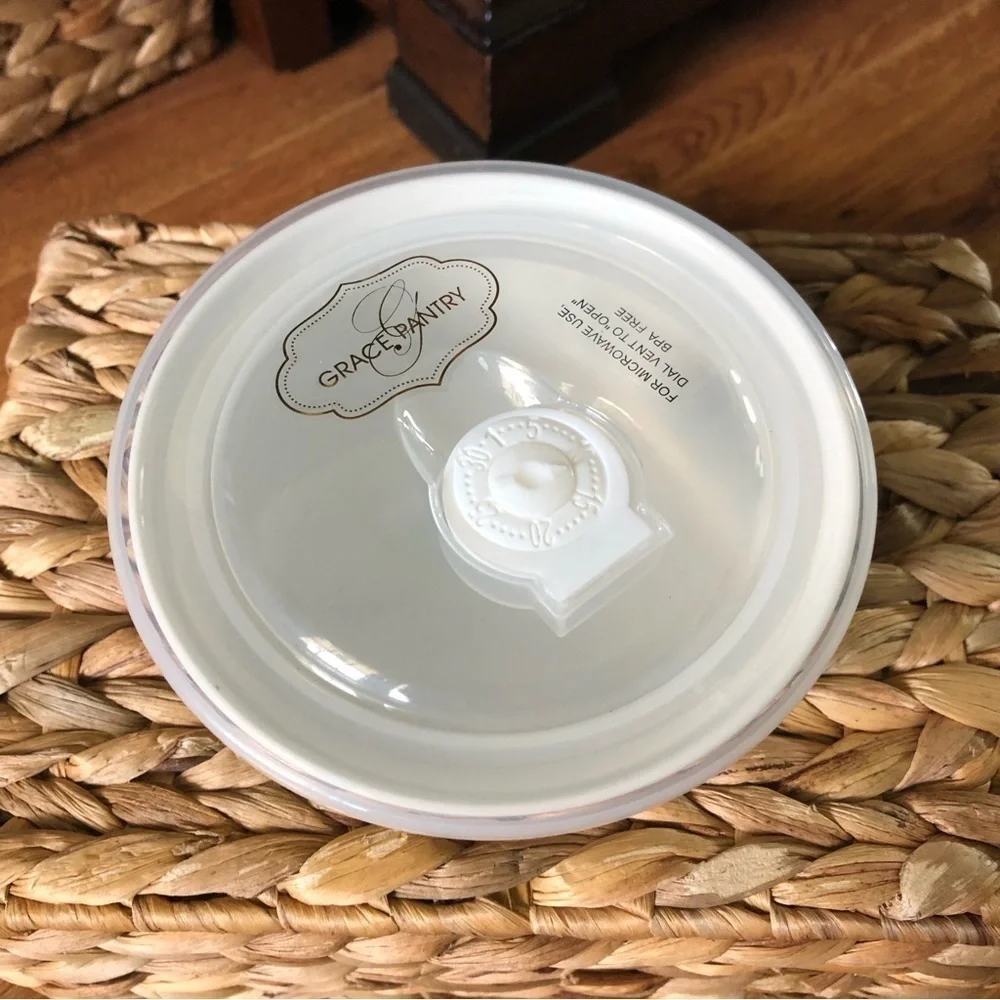 Grace Pantry fine porcelain poppy flower vented covered bowl in size small
